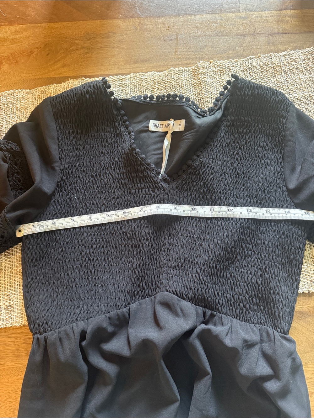 Grace Karin Black Midi Dress with Smocked Bodice - Picture 5 of 5